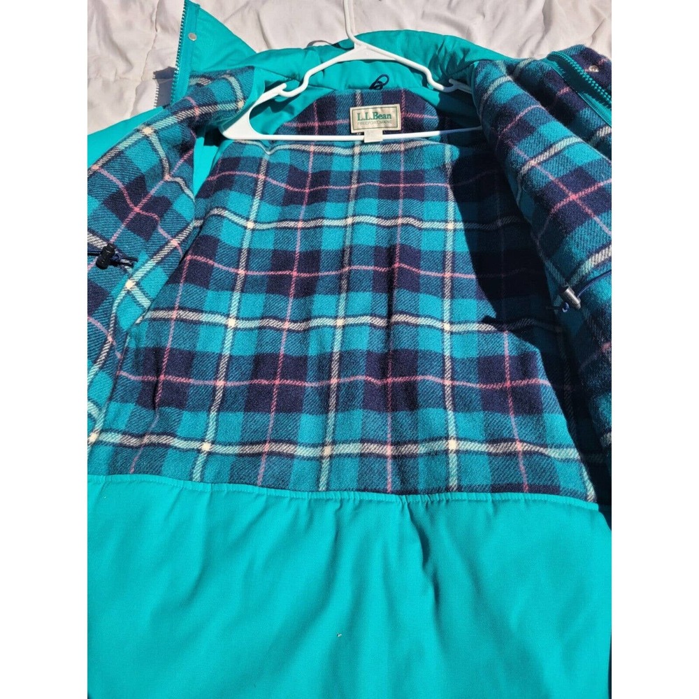 Vintage LL Bean Full Length Flannel Lined Insulated Womens Teal Jacket USA Large - Picture 7 of 14